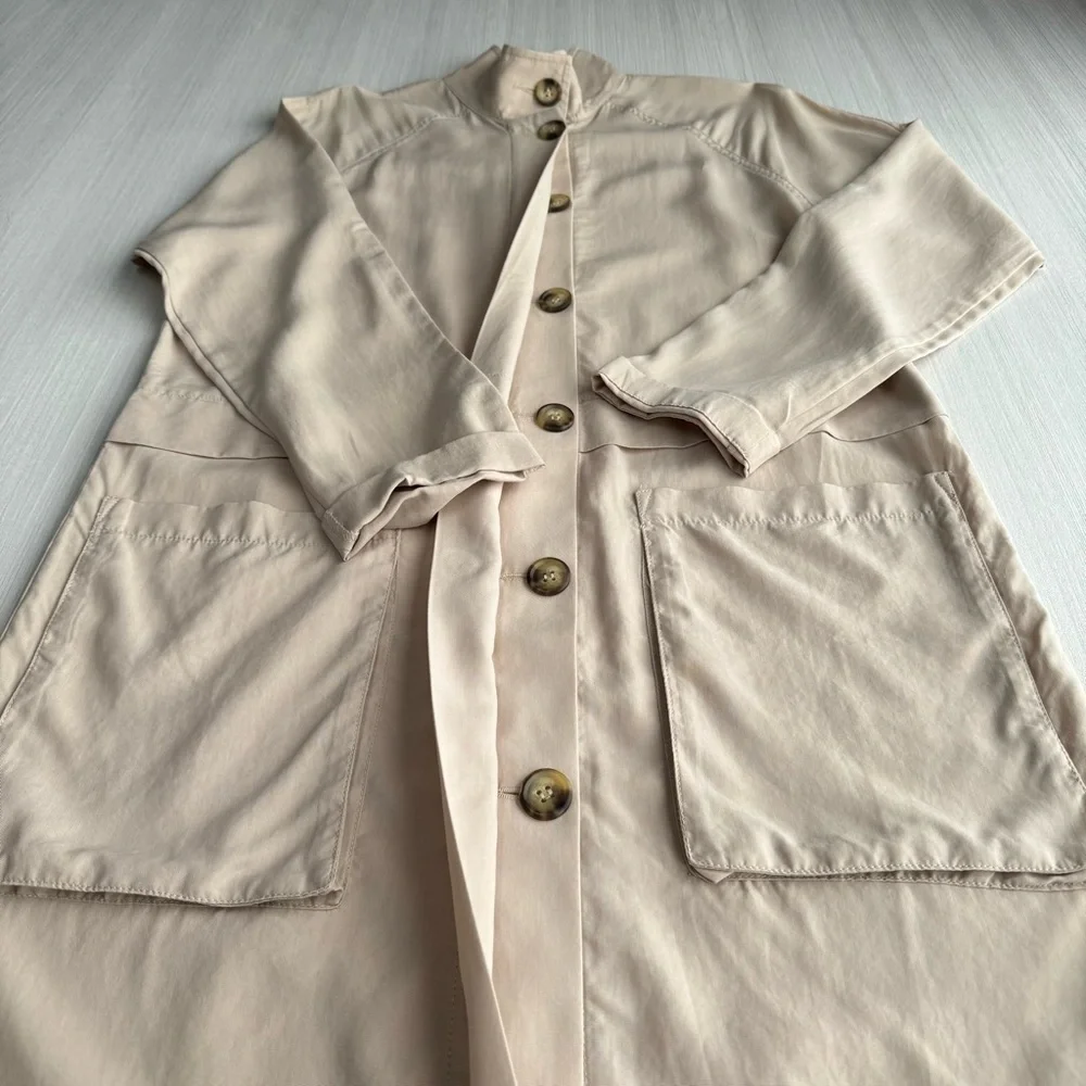 Forever 21 Longline Utility Jacket Beige Lyocell S‎ Lightweight Casual